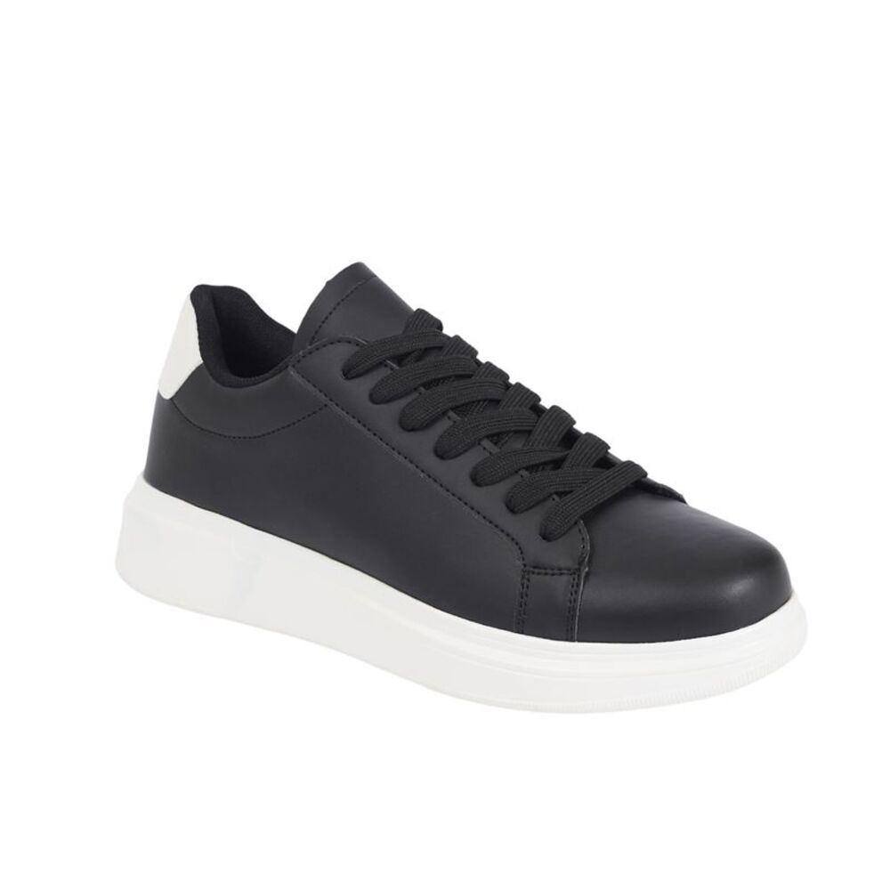 Brave Soul Mens PU Lace Up Sneakers / Black/White